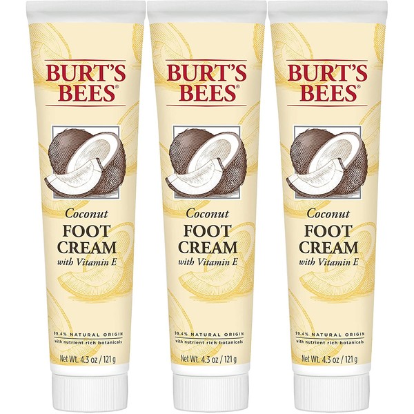 Burt's Bees Coconut Oil Foot Cream, 4.34 Oz - Pack of 3 (Package May Vary)