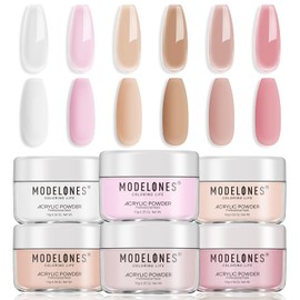 modelones Modelones Acrylic Powder, 6 Colors Transparent Jelly Nude Nail Powder Milky White Pink Nude for Nail Art 3D Nail Carving French Nail Extension, Gifts for Women