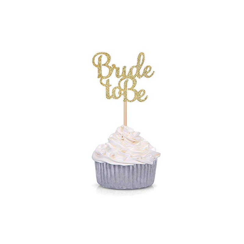 24 PCS Gold Glitter Bride to be Cupcake Toppers Wedding