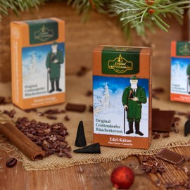 Crottendorfer Incense Cones Set for Sweet Lovers - Set of 5 with Fruity Fragrances - 5 x 24 Natural Incense Cones - Cocoa, Vanilla, Cinnamon Apple, Forest Honey and Winter Orange - Craft from Germany