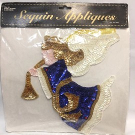 wangs Wang Christmas Angel Horn Beaded Sequin Applique Holiday Craft Ugly Sweater New