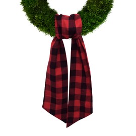Fall Wreath Sash for Front Door, Christmas Red Plaid Cotton Sash Holiday Baby Shower Wreath Accessories for Home Thanksgiving Decorations
