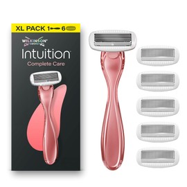 Wilkinson Sword Intuition Complete Care rasoi da donna, siero Hydra-Boost, confezione XL, 1 manico rasoio da donna + 6 ricariche