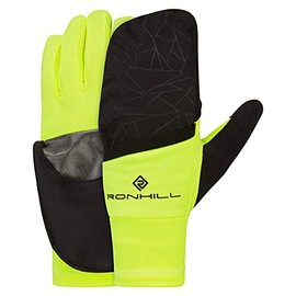 RONHILL Running, Wind-Block Flip Glove, Black/Fluo Yellow, S