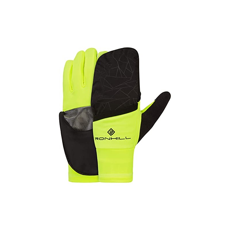 RONHILL Running, Wind-Block Flip Glove, Black/Fluo Yellow, S