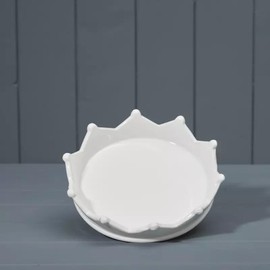 White Ceramic Jewllery Dish Crown Shaped Dish Jewllery Coin Multifunctional Tray Trinket Dish