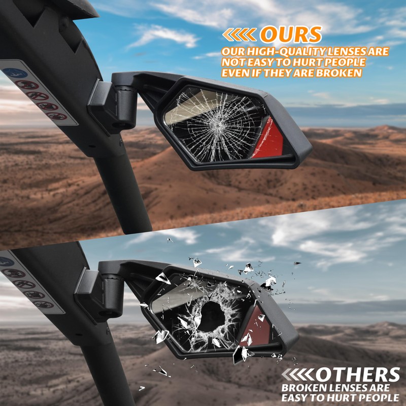SAUTVS Side View Mirrors with Light for Can Am Maverick