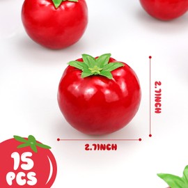 Lorigun 15 Pcs Artificail Tomatoes, Fake Tomatoes for Decoration Artificial Vegetables Tomatoes, Normal Size Simulation Tomatoes Kitchen Home Decor, Chirstmas Party Decor, Photo Fruits
