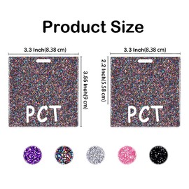 Abamilaka Iridescent PCT Badge Buddy Card Holder Glitter Badge Reel Card Nurse Gifts Bling Horizontal Acrylic Coworker Nursing Accessories Identification Tags ID Name Cards