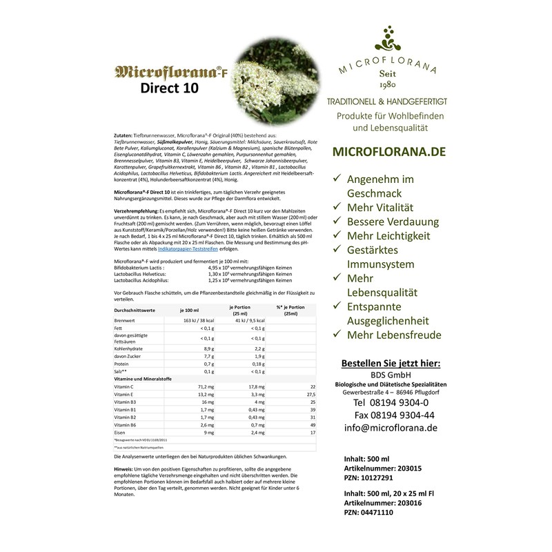 Microflorana -F Direct 10/Lactobacteria/Bifidobacteria/Fermented/Intestinal Restoration/Intestinal Flora/Natural Lactic Acid/Live Bacteria/Berry Flavour