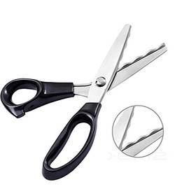 Dressmaking Sewing Craft Scissors, Professional Stainless Steel Pinking Shears Comfort Grip, Serrated & Scalloped Blades Cut Tailor Decorative Tool - Fabrics Leather Paper Craft (Scalloped 18mm)