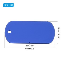 PATIKIL Metal Engraving Blank Tags, 60 Pcs Rectangle Aluminum Blank Tags Metal DIY Tag with Hole for Engraving Stamping Jewelry Bracelet Necklace DIY Craft Making, Blue