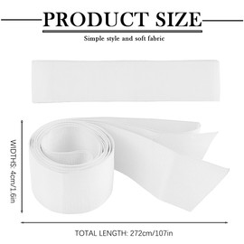 LNQ LUNIQI Women's Satin Belt, 270 cm Silk Ribbon Silk Waist Belt Tie Belt for Wedding Bridal Dress Bows Accessories, 1 Piece, White