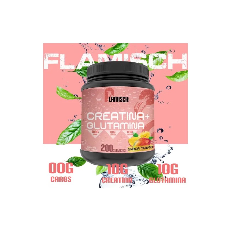 Creatina Glutamina 1 Kg Flamish Pre Entreno 50servicios