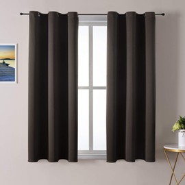 ChrisDowa - Cortinas pequeñas para ventana de 50 pulgadas de largo para recámara, con ojales cortos con aislamiento térmico para oscurecer la habitación para cocina (2 paneles, café, 29 x 50 pulgadas)