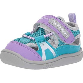 TSUKIHOSHI 4519 Ibiza 2 Strap-Closure Machine Washable Baby Sneaker Shoe with Wide Toe Box and Slip-Resistant, Non-Marking Outsole- Turquoise/Lavender, 6.5 Toddler