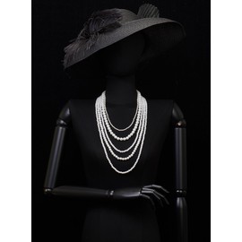 Collar de perlas blancas de múltiples hebras con dije de perlas blancas, collar y abalorios, vestido de boda y, Perla sintética, Sin piedra preciosa