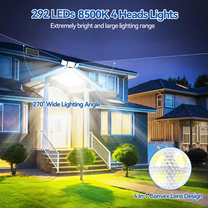 Aialun Solar Security Lights Outdoor with Dual Motion Sensor, 8500K