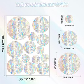 Kaempe Pack of 39 Prism Bird Protection Windows for Rounded, Suncatcher Sticker Film Against Bird Strike, Window Sticker, Bird Protection, Pigeons Repel, Protects Birds from Glass Collisions (Rounded)