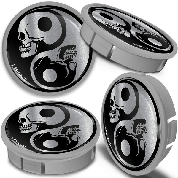 SkinoEu 4 x 60 mm Silver Black Skull Yin Yang