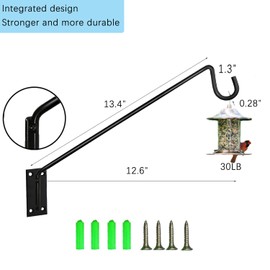 Silintion Heavy Duty Deck Bird Feeder Hanger Hook Wall Mounted 13.3 Inch 4 Pack for Planters,Plants Flower Suet Baskets,Lanterns,Wind Chimes Holiday Decoration