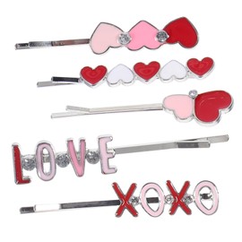 WOONEKY 5pcs Cute Valentine Hair for Women Heart-shaped Bobby Stylish Hair Accessories for Teen Girls Clips for Holiday Parties and Special Occasions