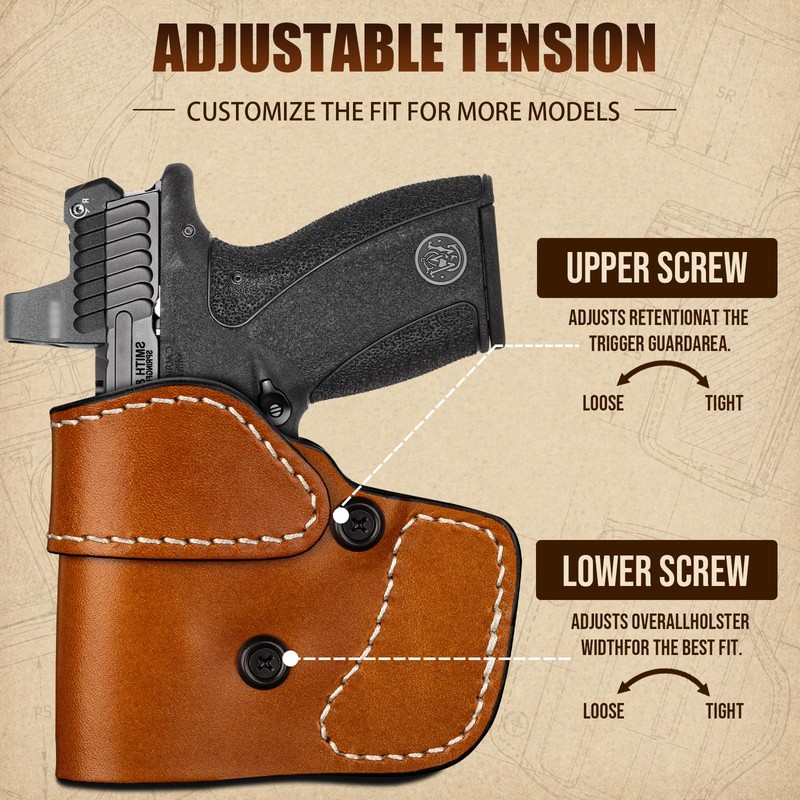 Leather Pocket Holster for S&W Bodyguard 2.0/Ruger LCP, Optic Ready,