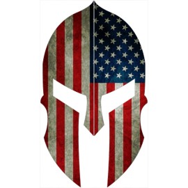 Atomic Market TWO PACK American Flag Spartan Helmet Sticker Patriotic Fearless Warrior Decal