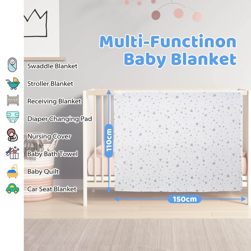 Miracle Baby muslin blanket swaddle Cotton Summer 110x150cm for Boys