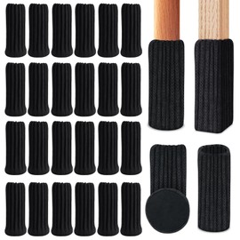 Chair Socks, Pack of 24 Chair Leg Caps, 7 x 4 cm, Chair Leg Protectors, Chair Leg Socks, Chair Socks, Cuff for Furniture, Table, Avoid Scratches and Noises (Black)