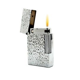 Visol Hubbard Traditional and Torch Flame Refillable Gas Lighter, Flint and Windproof Adjustable Flame Lighter (Shipped Without Butane) (Hammered Silver)