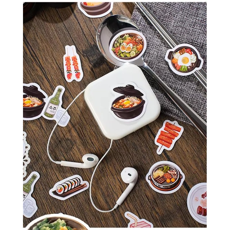 Korean Cuisine Stickers - 46pcs/Pack, Handbook Diary Decoration Stickers, Package