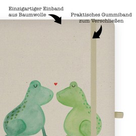 Mr. & Mrs. Panda writing book, diary, DIN A4 cotton notebook, frog love, colour: transparent