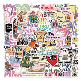 Hot Quotes Stickers, 50PCS Fashionable & Trendy Words Stickers Packs for Girls Teenagers Adult, Waterproof Vinyl Cool Graffiti Decals for Cups Skateboards Guitar