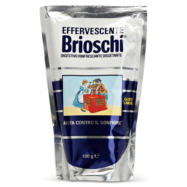 Brioschi:"Digestivo rinfrescante dissetante" Effervescent Antacid, Lemon Taste 100 Grams, Bag [ Italian Import ]