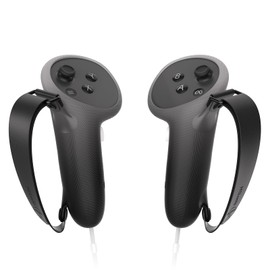 HZLucki Upgraded Controller Grips Compatible with Meta Quest 3S/Quest 3 Accessories, Extended Gradient Silicone Controller Strap, Widened Adjustable Knuckle Straps Fits Most Hands (Black)