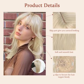 FDEETY Hairpiece Women's Clip-In Extensions Toppers with Fringe Wigs Hairpieces Hair Extensions Natural Wavy Messy Hair Extension for Thin Hair