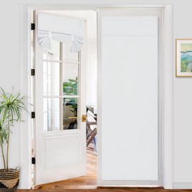 XWZO Blackout Door Curtains for Door Windows, Tricia Room Darkening French Door Curtain, Thermal Insulated Tie Up Shade Window Covering for Patio Door, Bedroom 26Wx68L, Greyish White, 1 Panel