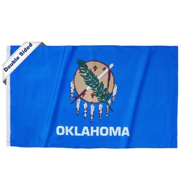 SYII Oklahoma State Flag 3x5 Feet Made in USA, Double Sided 3 Ply State of Oklahoma OK Flags with 2 Brass Grommets, Heavy Duty Polyester Vivid Color Outdoor Banner…
