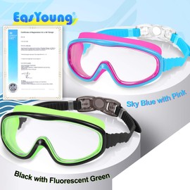 Braylin Kids Swim Goggles, 2-Pack Swimming Goggles for Kids, Child, Teens, Youth From 3-15, Wide View