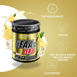 IronMaxx 100% EAAs Zero - Zitrus Ingwer 500g Dose | EAA-Pulver, vegan und zuckerfrei mit allen 8 essentiellen Aminosäuren | fruchtiger Geschmack, frei von Konservierungsstoffen