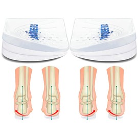 Unribeau 3 Layers Adjustable Supination & Pronation Correction Heel Insoles,Self-Adhesive Medial & Lateral Heel Wedge Inserts for Foot Alignment and Bow Legs (Transparent, L: W: 7.5-12 / M: 7-11)