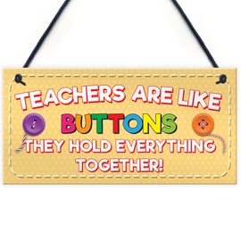 RED OCEAN Teachers Like Buttons Thank You Gift Nursery Hanging Plaque Tutor Present Sign