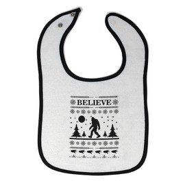 Toddler & Baby Bibs Burp Cloths Graphic Believe Bigfoot Forest Silhouette of Trees, Pattern and Footprints Cotton Baby Items for Baby Girl & Boy White Black Design Only