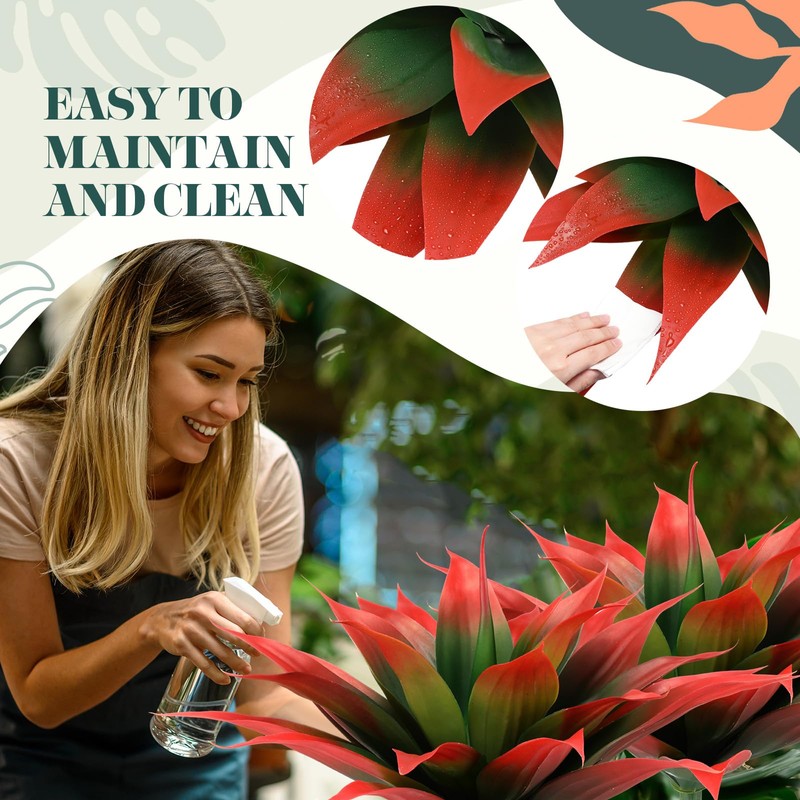 Giegxin 2 Pack 28 Inch Artificial Agave Plants Red UV