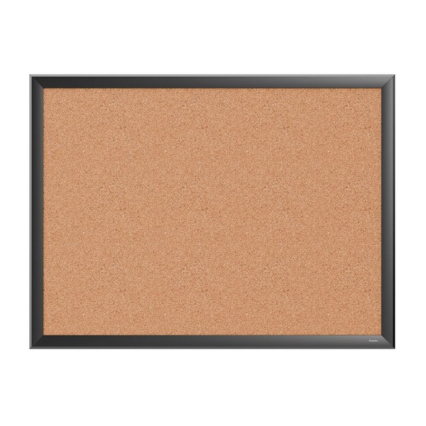 Staples Cork Bulletin Board, Black Frame, 2' x 1.5' (ST62833)