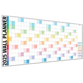 Wall Planner 2025 UK - Extra Wide 91 x 38cm Colour Full Year 2025 Wall Planner - Family Planner Calendar 2025 For Home, Office, Teacher Calendars & Personal Organisers - Folded Rows Edition