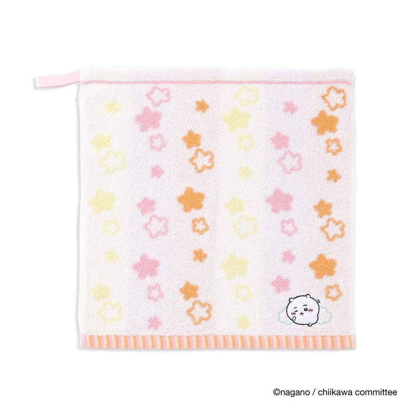 Chiikawa 41-1101070 Popstar Wash Towel, Orange, Pile, Cute, Approx. 13.4