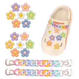 PLATEYTR 12 flower shoe charms, 7 colour shoe decorative charms, durable waterproof shoe charms, bracelet wristlet accessories, birthday, party, teen & boy & girl gifts