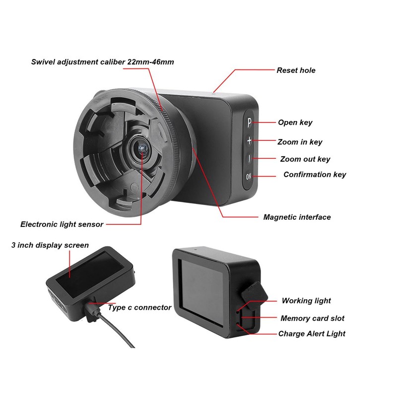 Telescope Electronic Eyepiece 4K with 3" Color Display for 22mm-46mm
